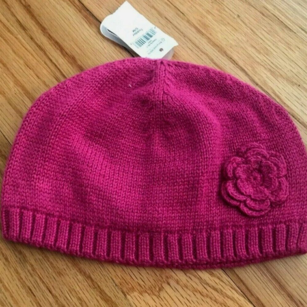BABY GAP girls embroider FLOWER hat S/M, NWT
